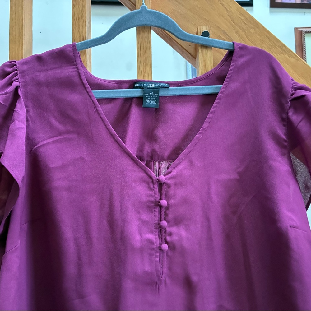 Elegant Women's Maroon Top with Flutter Sleeves 2X Preswick & Moore